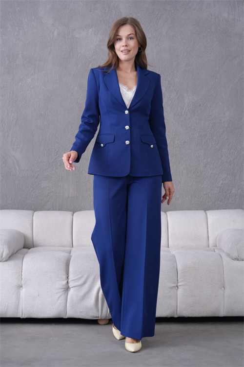Wholesale Womens Navy Plus Size Two-Piece Suit 