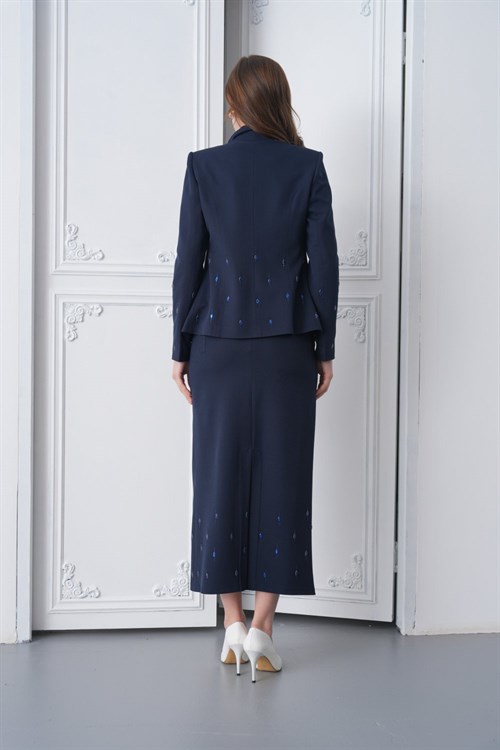 Wholesale Womens Navy Plus Size Two-Piece Suit 