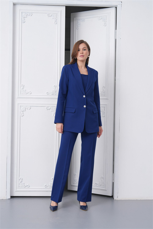 Wholesale Womens Navy Plus Size Two-Piece Suit 