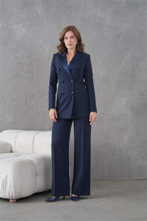 Wholesale Womens Navy Plus Size Two-Piece Suit 