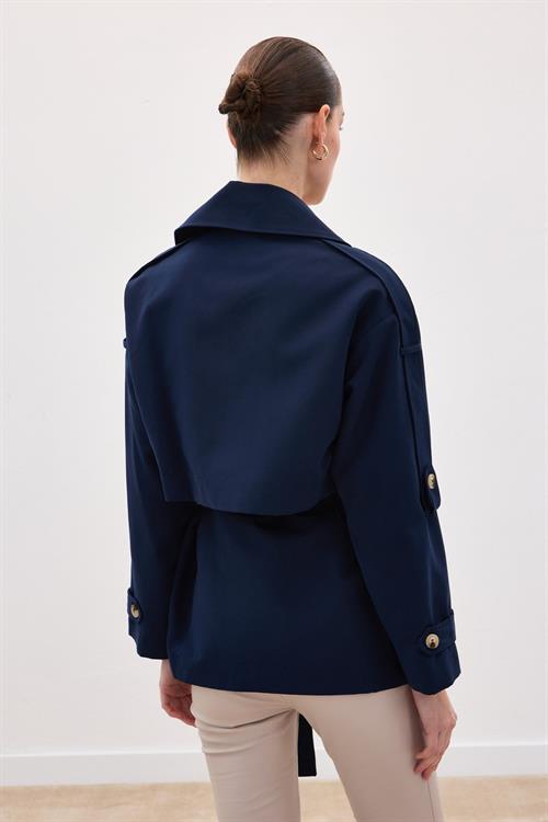 Wholesale Womens Navy Short Trench Coat