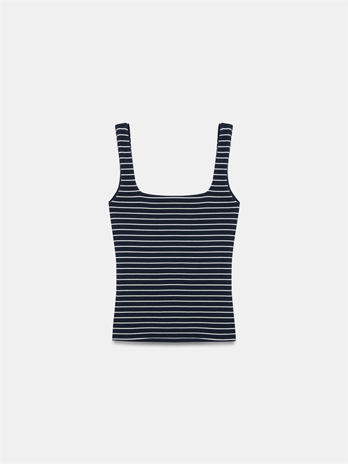 Wholesale Womens Navy Striped Top with Wide Straps