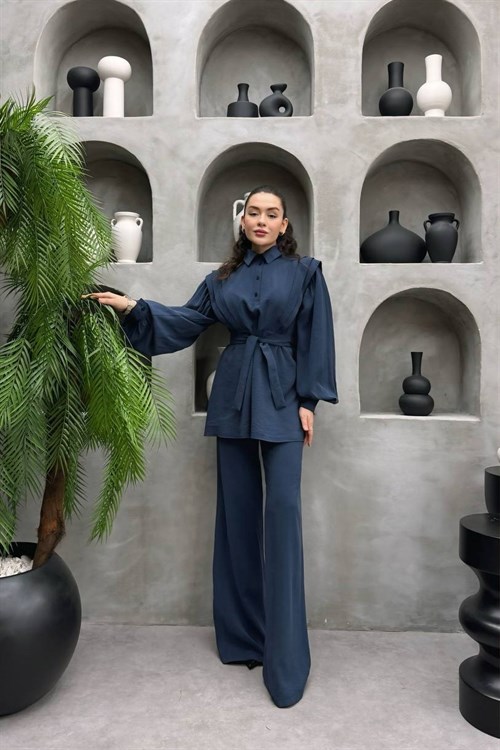 Wholesale Womens Navy Two-Piece Hijab Set