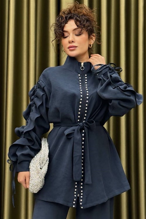 Wholesale Womens Navy Two-Piece Hijab Set