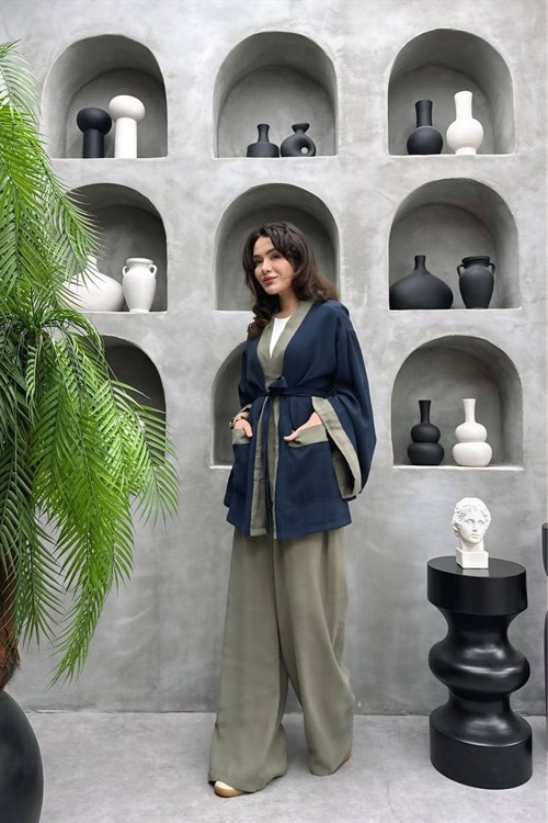 Wholesale Womens Navy Two-Piece Hijab Set