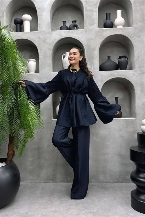 Wholesale Womens Navy Two-Piece Hijab Set