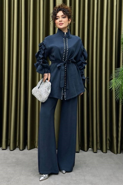 Wholesale Womens Navy Two-Piece Hijab Set