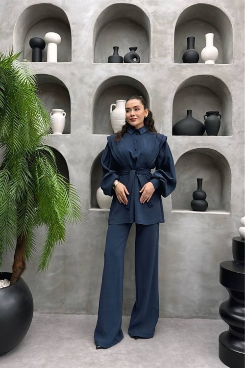 Wholesale Womens Navy Two-Piece Hijab Set