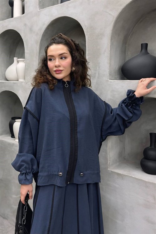 Wholesale Womens Navy Two-Piece Hijab Set