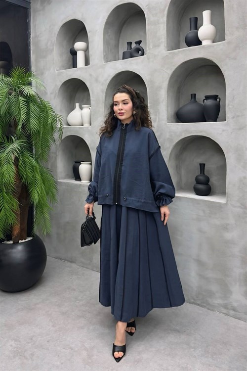 Wholesale Womens Navy Two-Piece Hijab Set