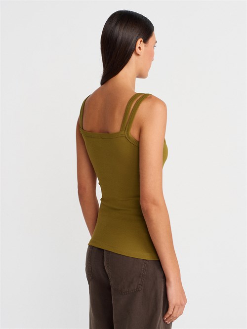 Wholesale Womens Olive Green Double Straps Tank Top