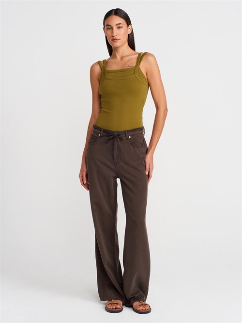 Wholesale Womens Olive Green Double Straps Tank Top