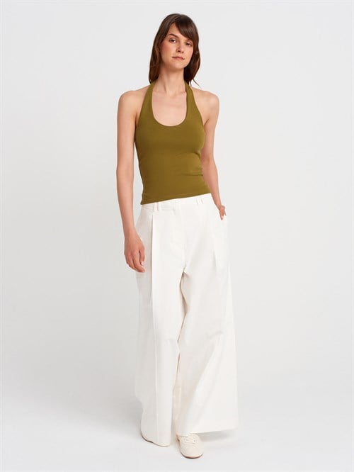 Wholesale Womens Olive Green Halter Neck Top