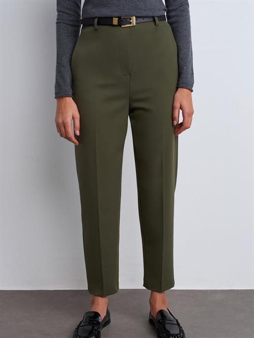 Wholesale Womens Olive Green High Waist Trousers with Belt