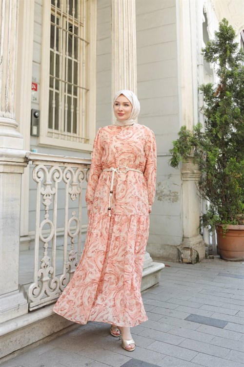 Wholesale Womens Peach Maxi Hijab Dress