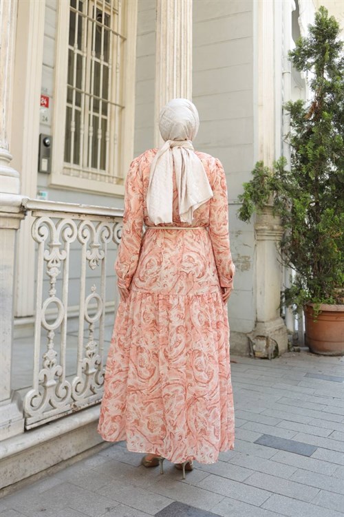 Wholesale Womens Peach Maxi Hijab Dress