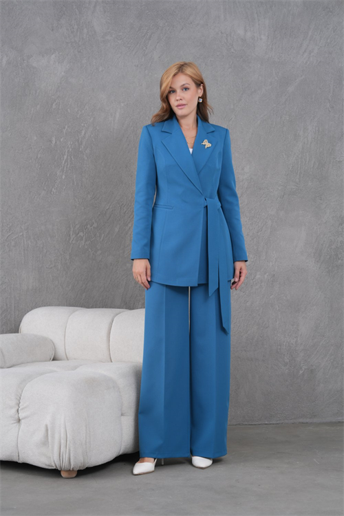 Wholesale Womens Petrol Plus Size Two-Piece Suit 
