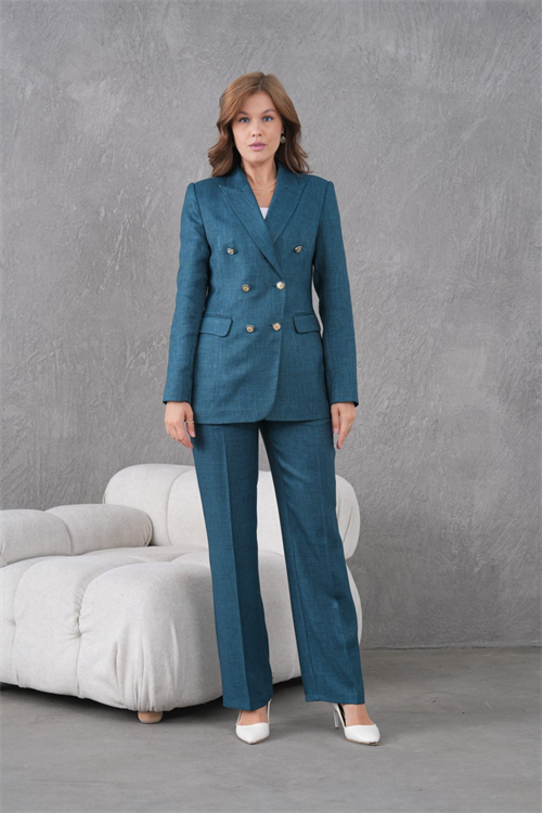 Wholesale Womens Petrol Plus Size Two-Piece Suit 