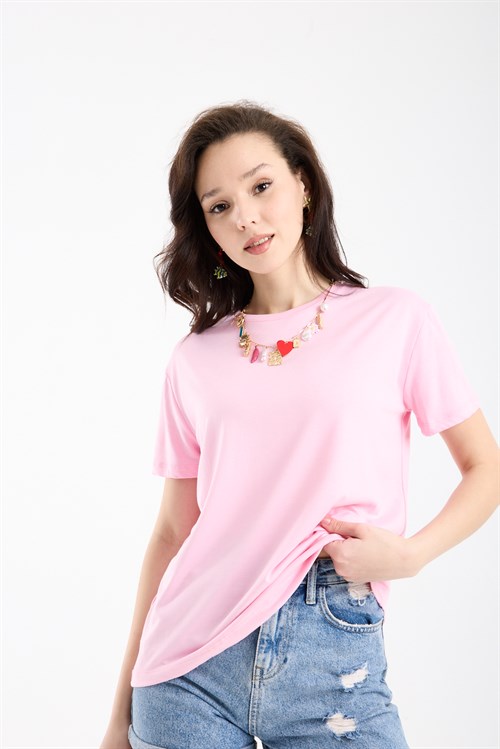 Wholesale Womens Pink Basic T-Shirt