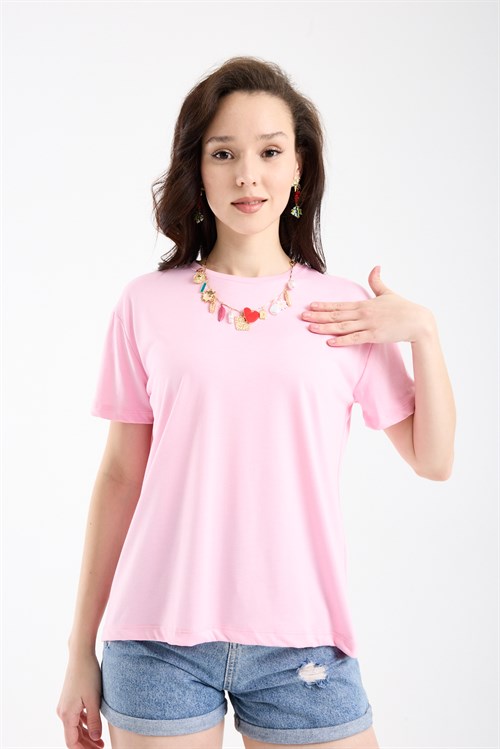 Wholesale Womens Pink Basic T-Shirt
