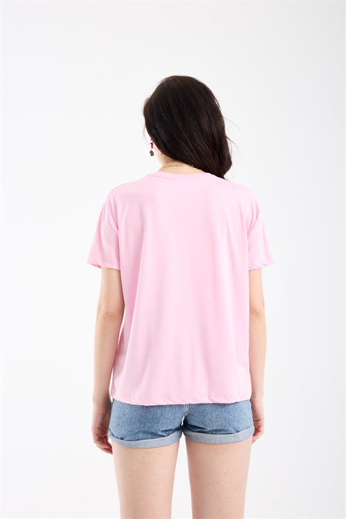 Wholesale Womens Pink Basic T-Shirt