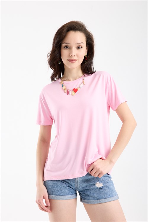Wholesale Womens Pink Basic T-Shirt
