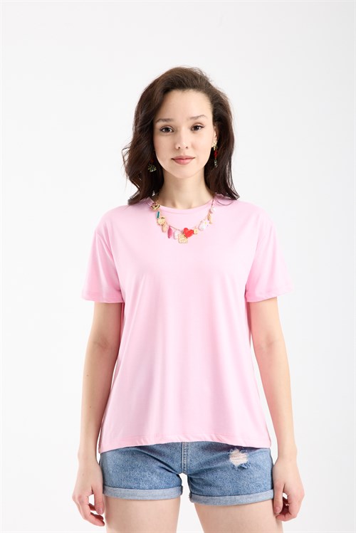 Wholesale Womens Pink Basic T-Shirt
