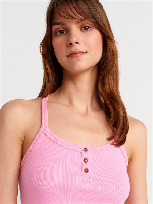 Wholesale Womens Pink Button-Front Tank Top