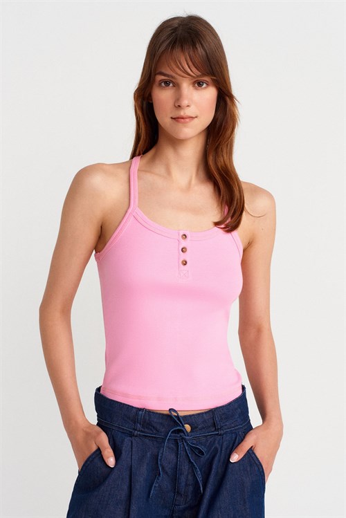 Wholesale Womens Pink Button-Front Tank Top