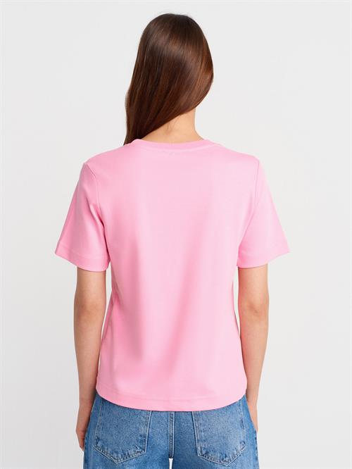 Wholesale Womens Pink Crew-Neck Basic T-shirt