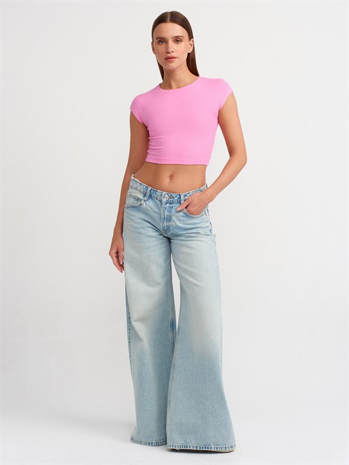 Wholesale Womens Pink Modal Cotton Crop T-Shirt