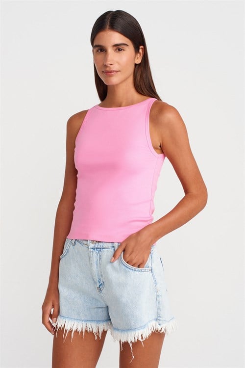 Wholesale Womens Pink Modal Cotton Sleeveless Top