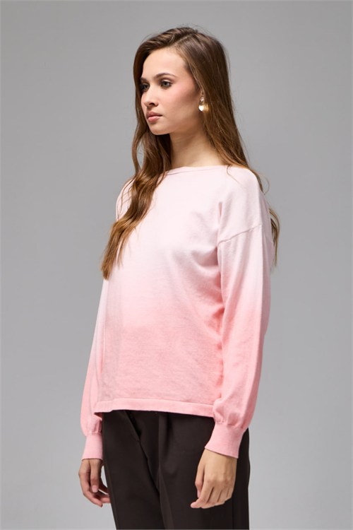 Wholesale Womens Pink Ombre Gradient Knit Sweater