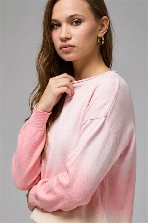 Wholesale Womens Pink Ombre Gradient Knit Sweater