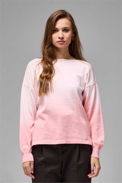 Wholesale Womens Pink Ombre Gradient Knit Sweater