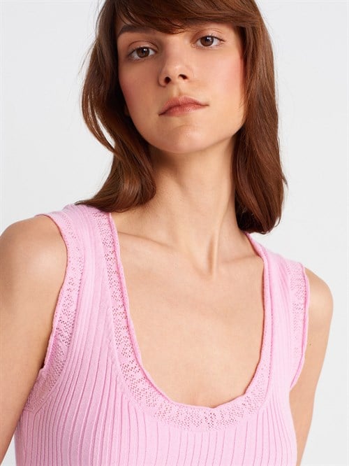 Wholesale Womens Pink Ribbed Fine Textured Knit Blouse