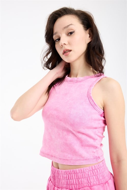 Wholesale Womens Pink Ribbed Tank Top