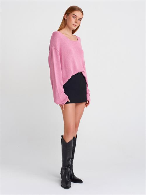 Wholesale Womens Pink Scoop-Neck Flowy Sweater
