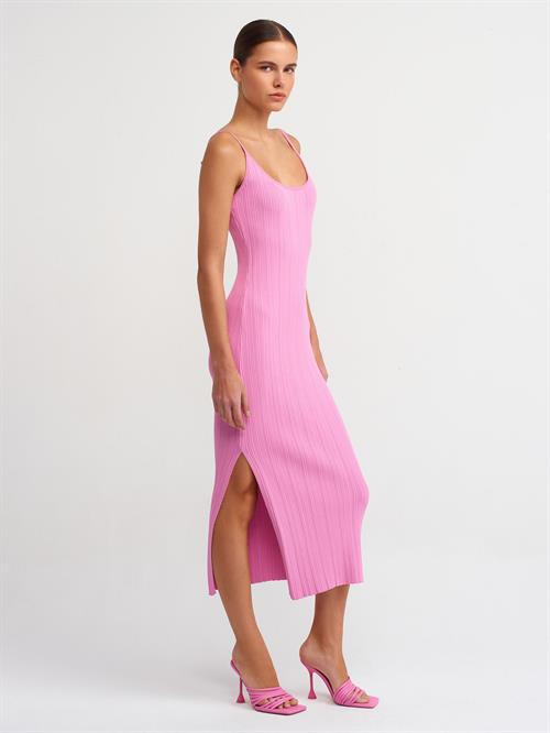 Wholesale Womens Pink Thin Strap Knit Dress with Side Slit