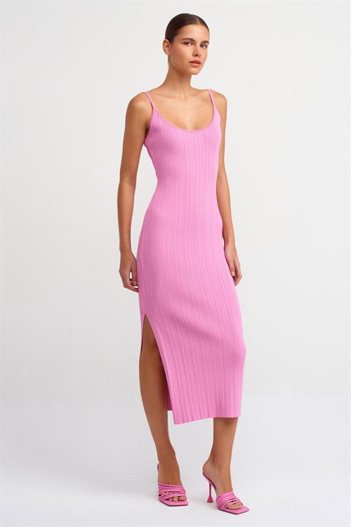 Wholesale Womens Pink Thin Strap Knit Dress with Side Slit