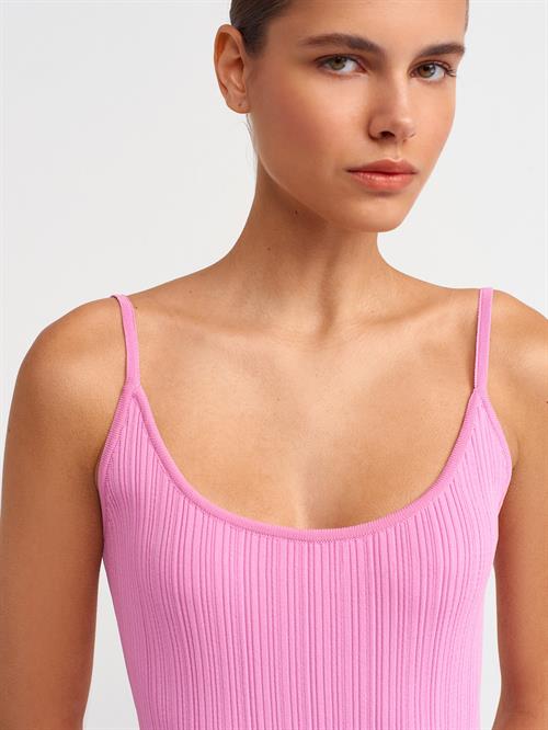 Wholesale Womens Pink Thin Strap Knit Dress with Side Slit