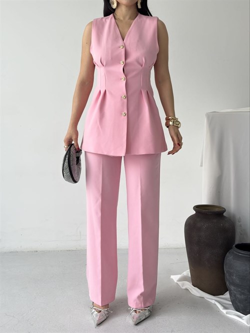 Wholesale Womens Pink Two-Piece Suit 