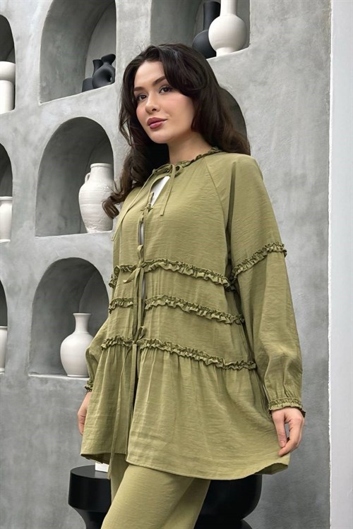 Wholesale Womens Pistachio Two-Piece Hijab Set