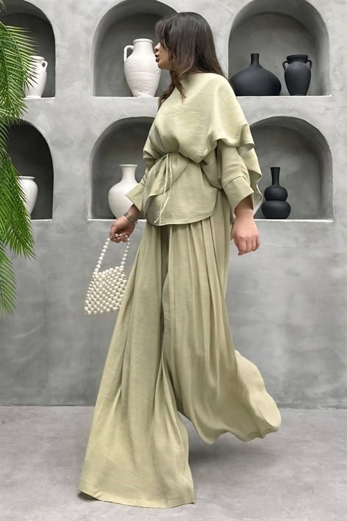 Wholesale Womens Pistachio Two-Piece Hijab Set