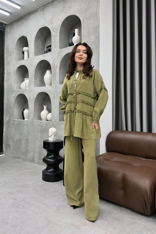 Wholesale Womens Pistachio Two-Piece Hijab Set