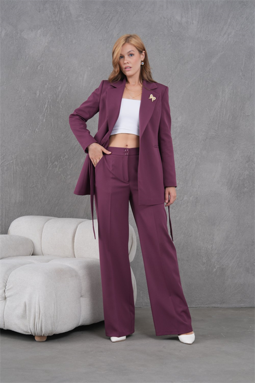 Wholesale Womens Plum Plus Size Two-Piece Suit 