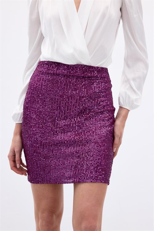 Wholesale Womens Plum Sequined Mini Skirt