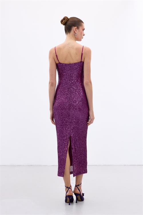Wholesale Womens Plum Sequined Strappy Party Dress