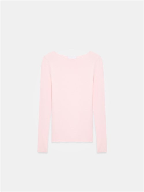 Wholesale Womens Powder Pink Cashmere Lightweight Knit Boat-Neck Sweater