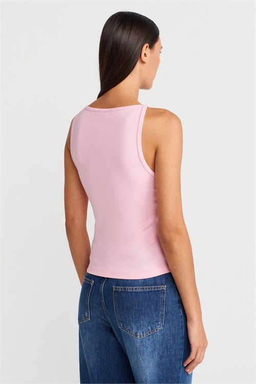 Wholesale Womens Powder Pink Cotton-Modal Sleeveless Top